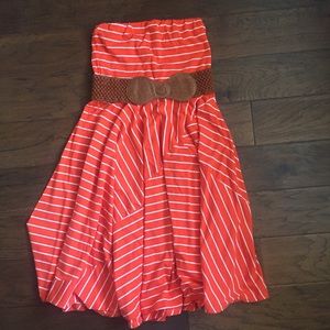 Strapless Orange-Striped Dress
